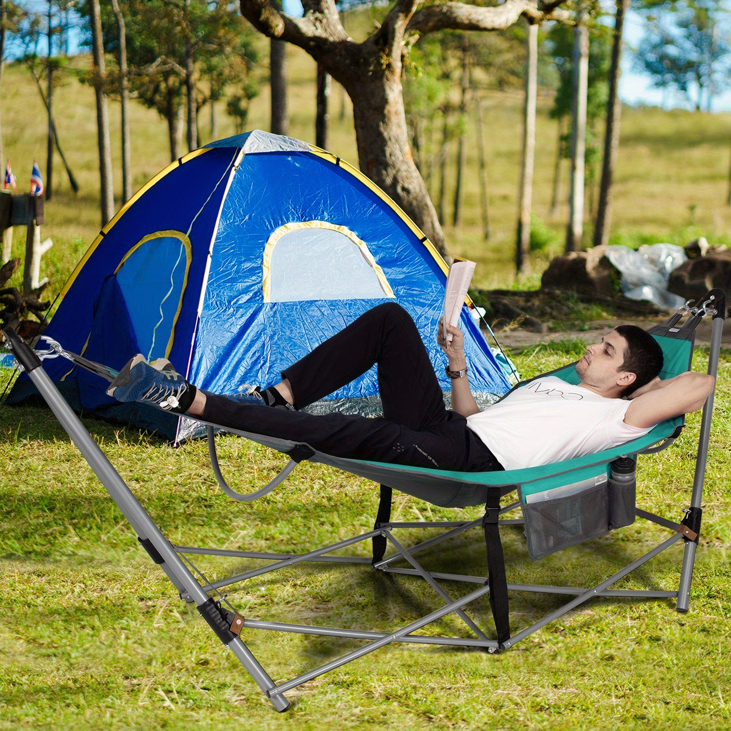 Homasis Folding Hammock Indoor & Outdoor Hammock Turquoise